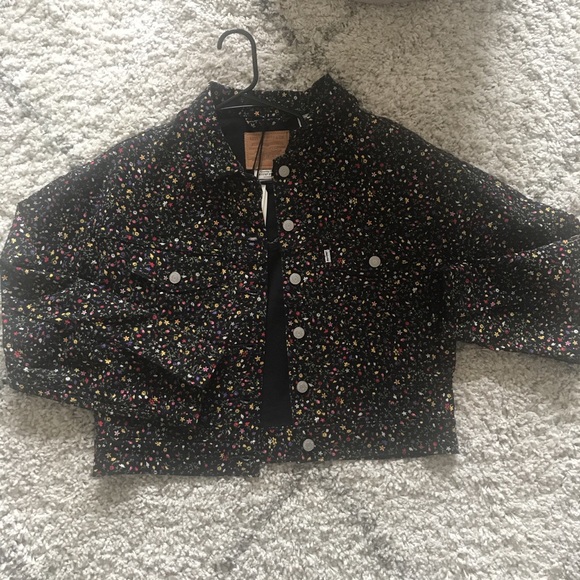 levi denim jacket flowers